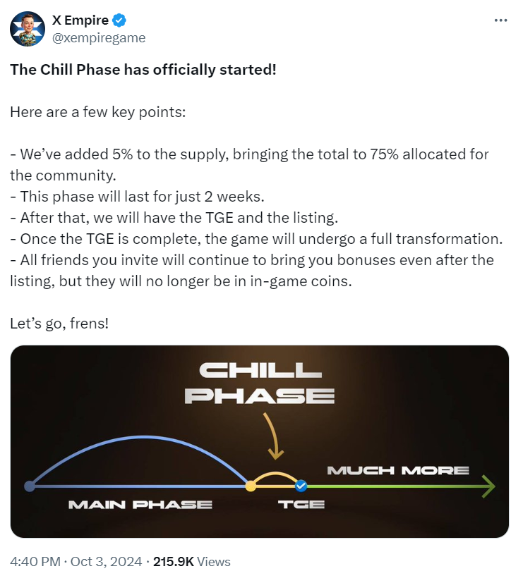X Empire Chill Phase Key Updates | Source: @xempiregame