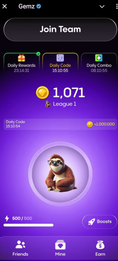 Gemz Daily Code & Rewards Dashboard. Source: Gemz Game