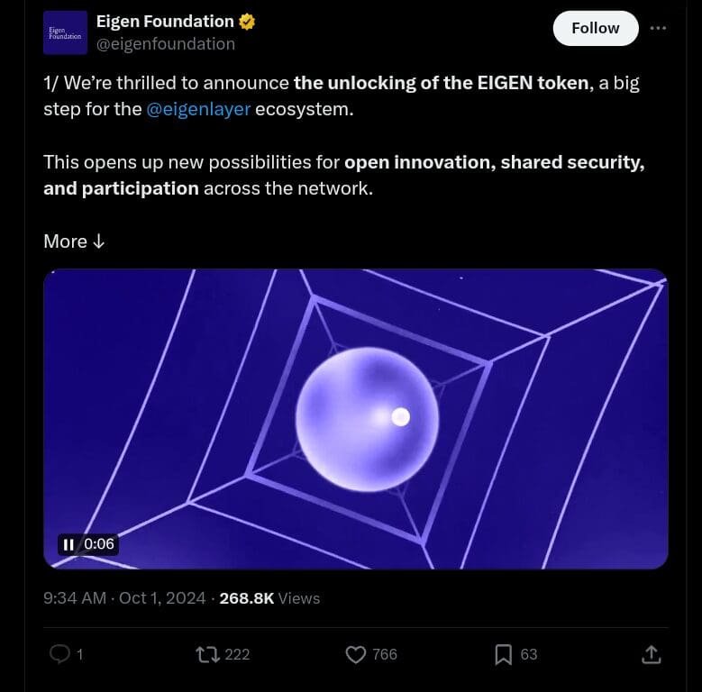 EigenLayer Unlocks EIGEN Token