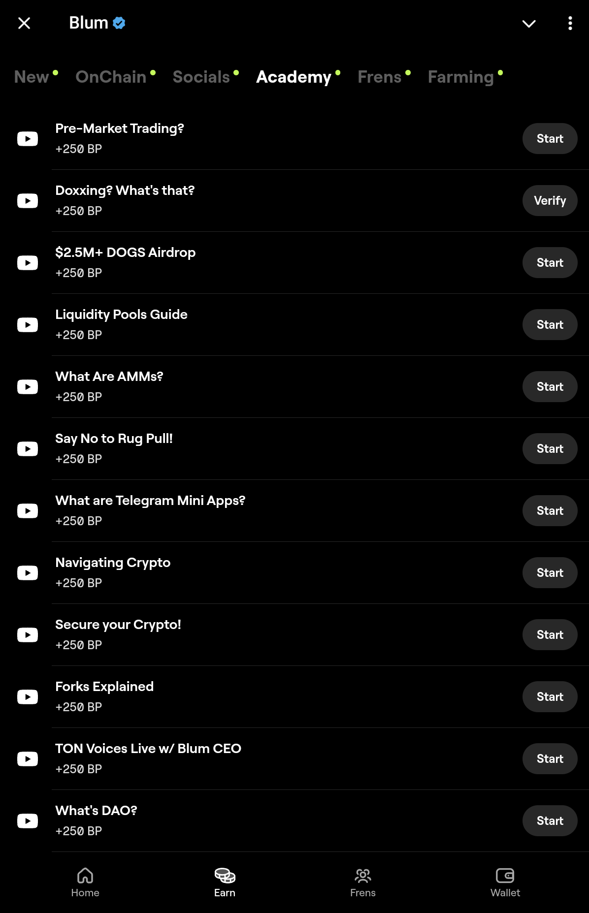 Blum daily video tasks