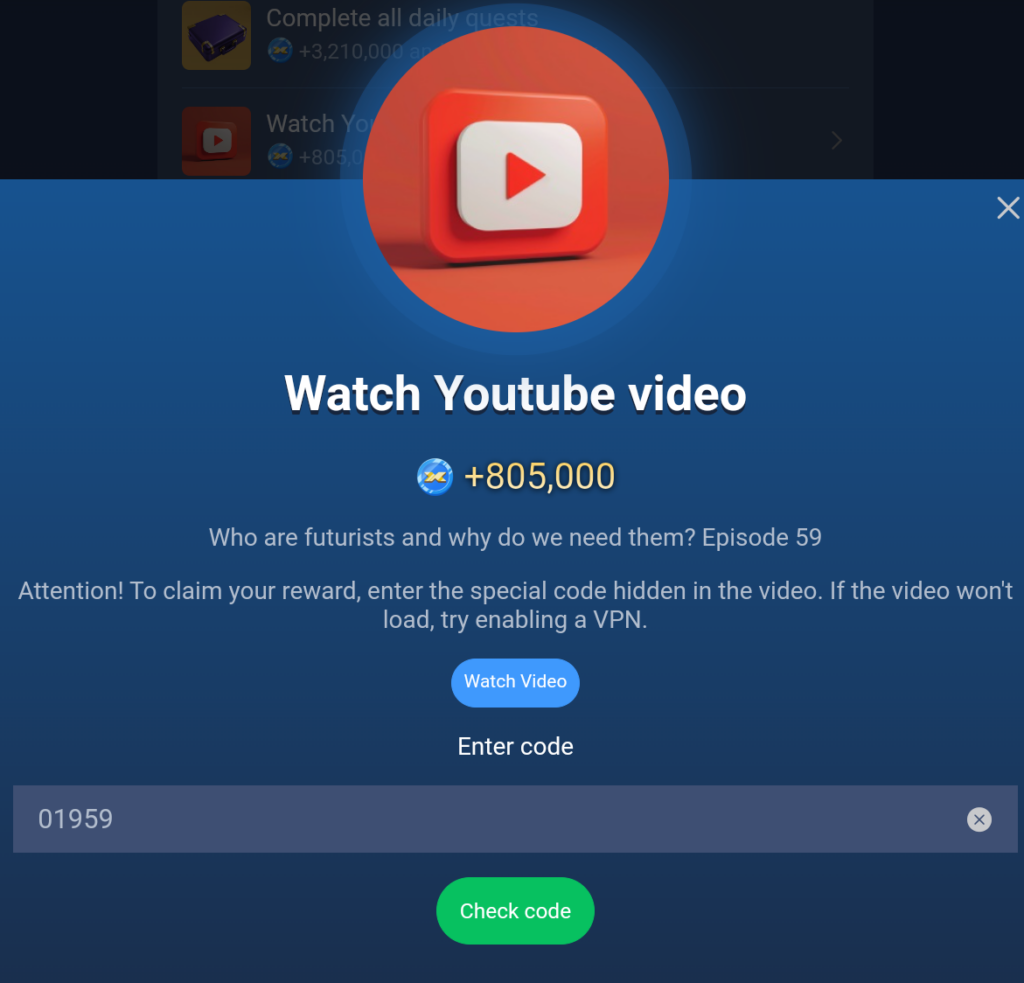 X Empire YouTube Video Episode 59 Code