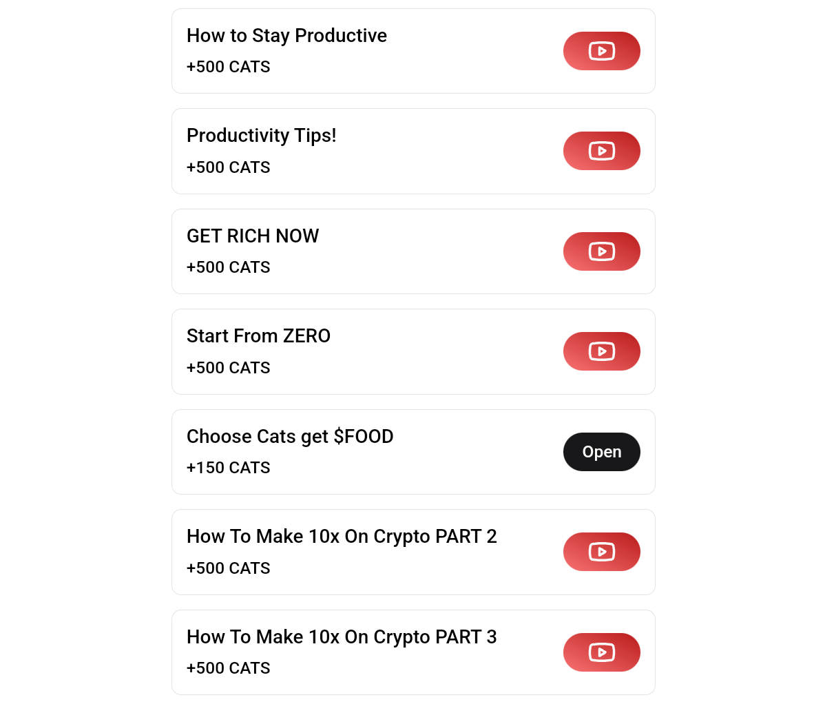 Cats Youtube Video code offering players rewards.