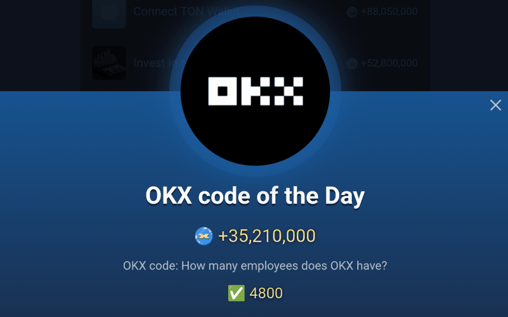 X Empire OKX code of the day for October 16.
