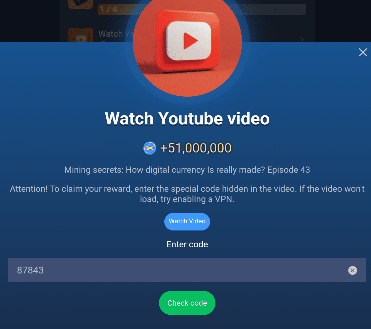 X Empire YouTube Video Episode 43 Code.