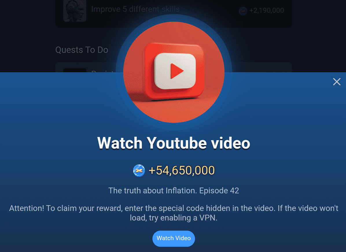 X Empire YouTube Video Episode 42 Code.