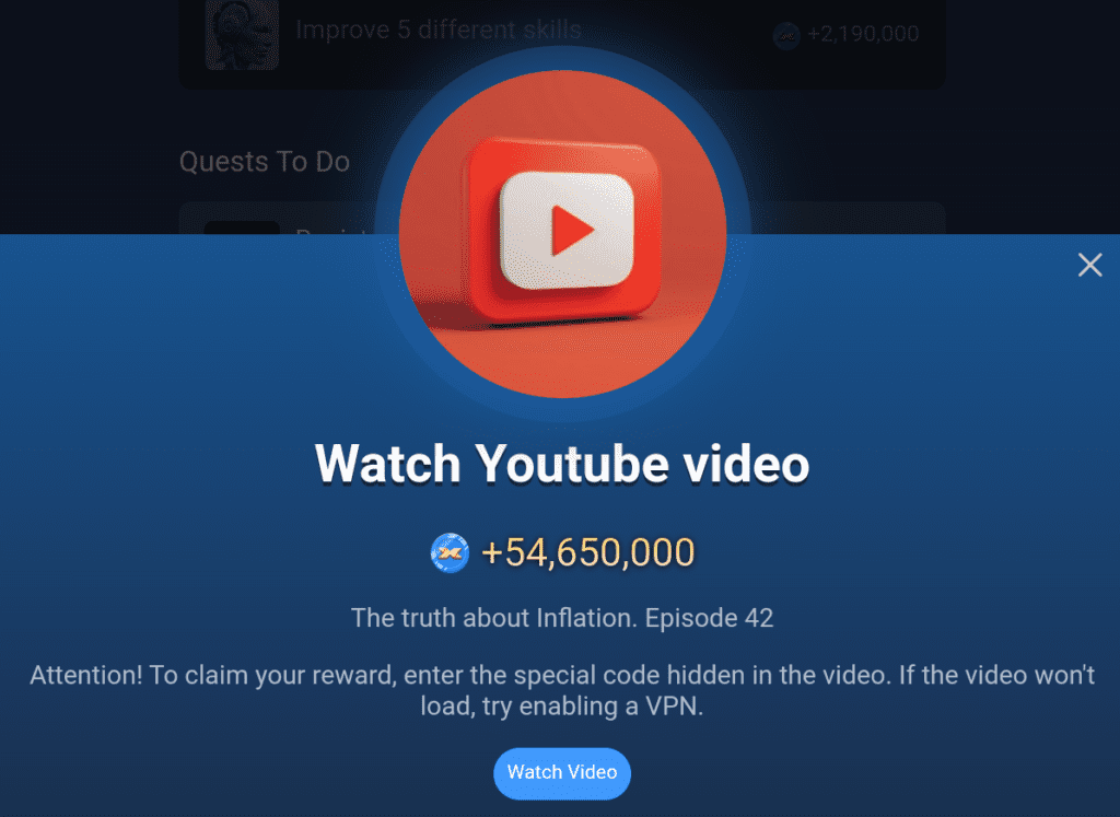 X Empire YouTube Video Episode 42 Code.