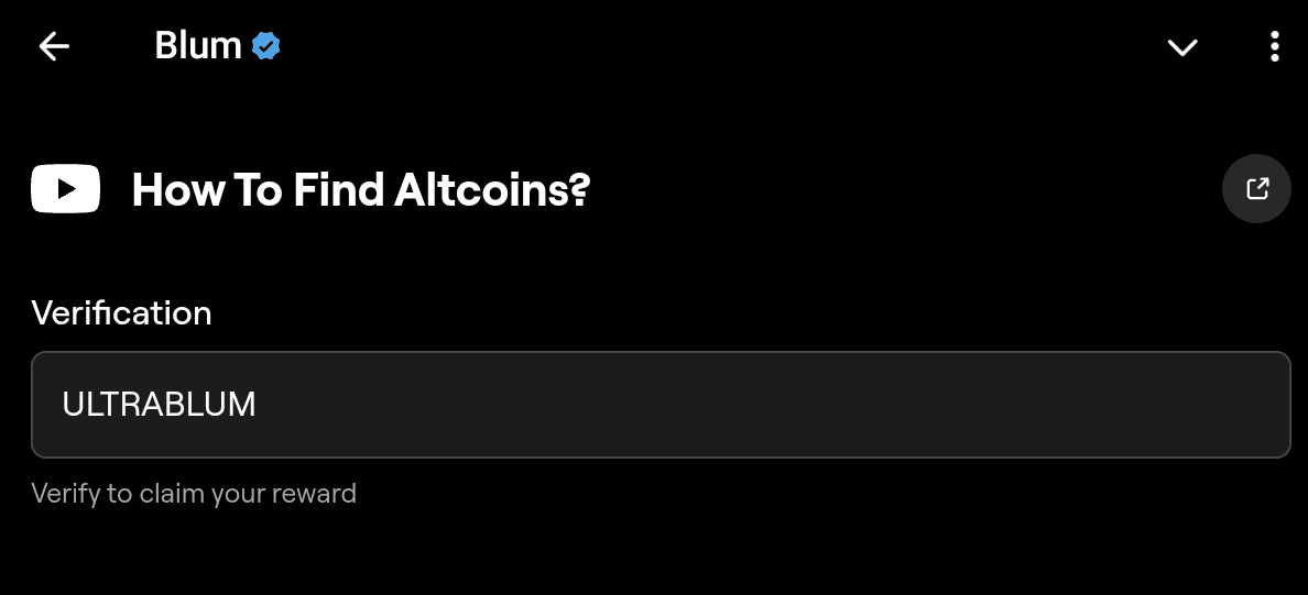 Blum today’s YouTube video Code. 