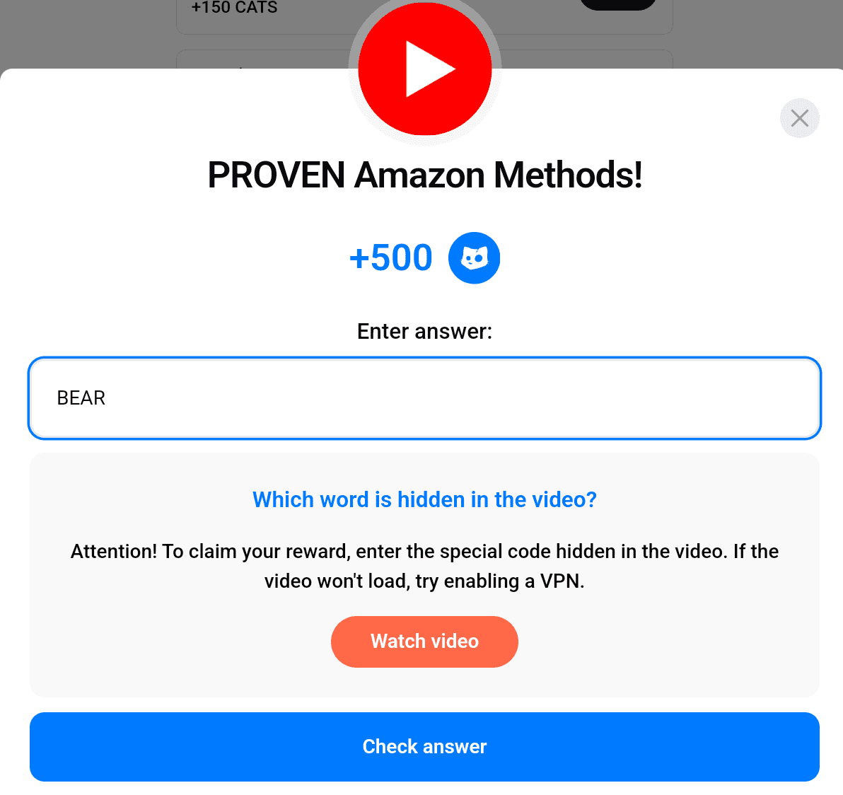 Today’s Cats Second YouTube Video Code.