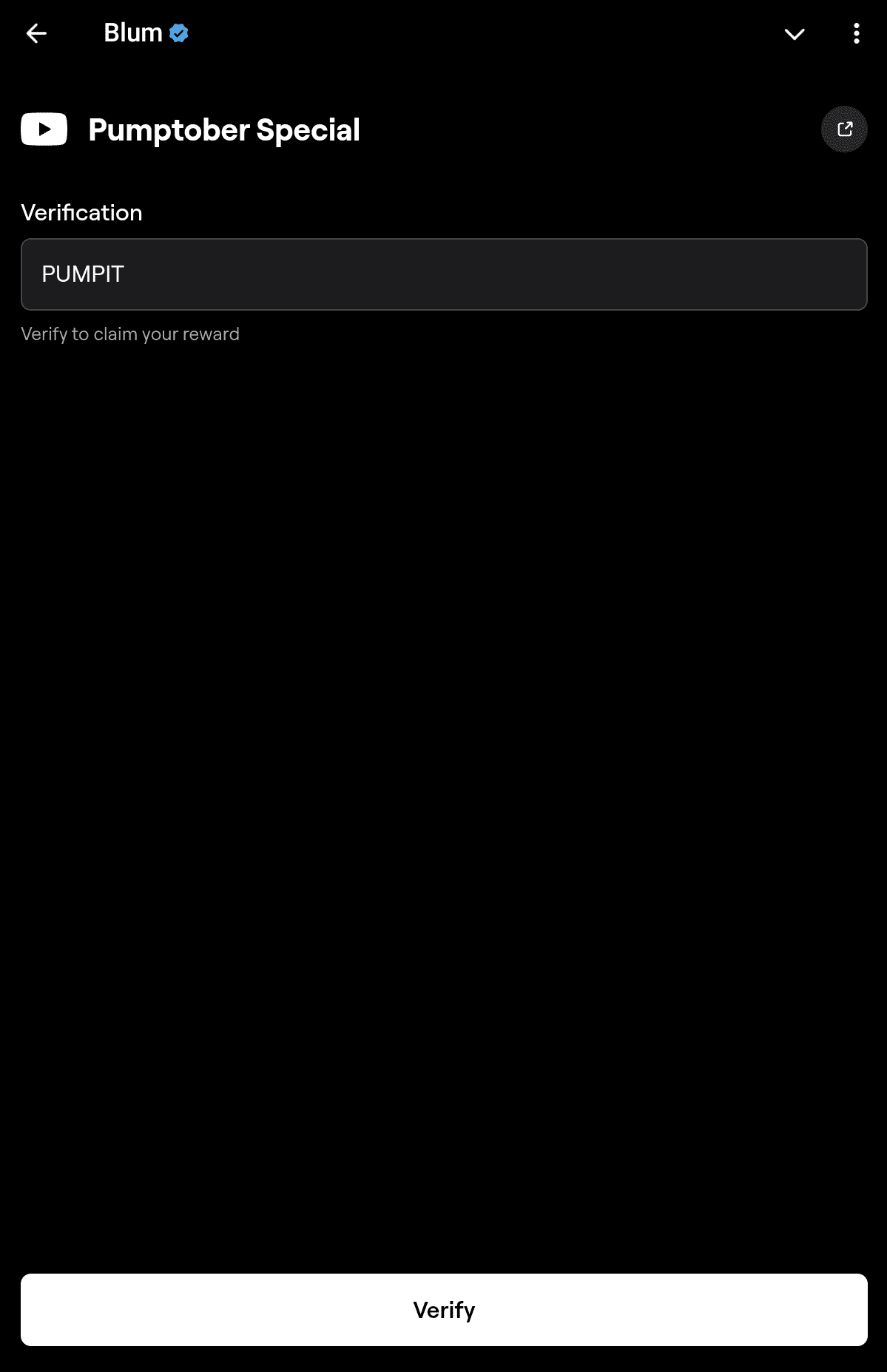 Blum today’s YouTube video Code. Source: Blum mini app on Telegram
