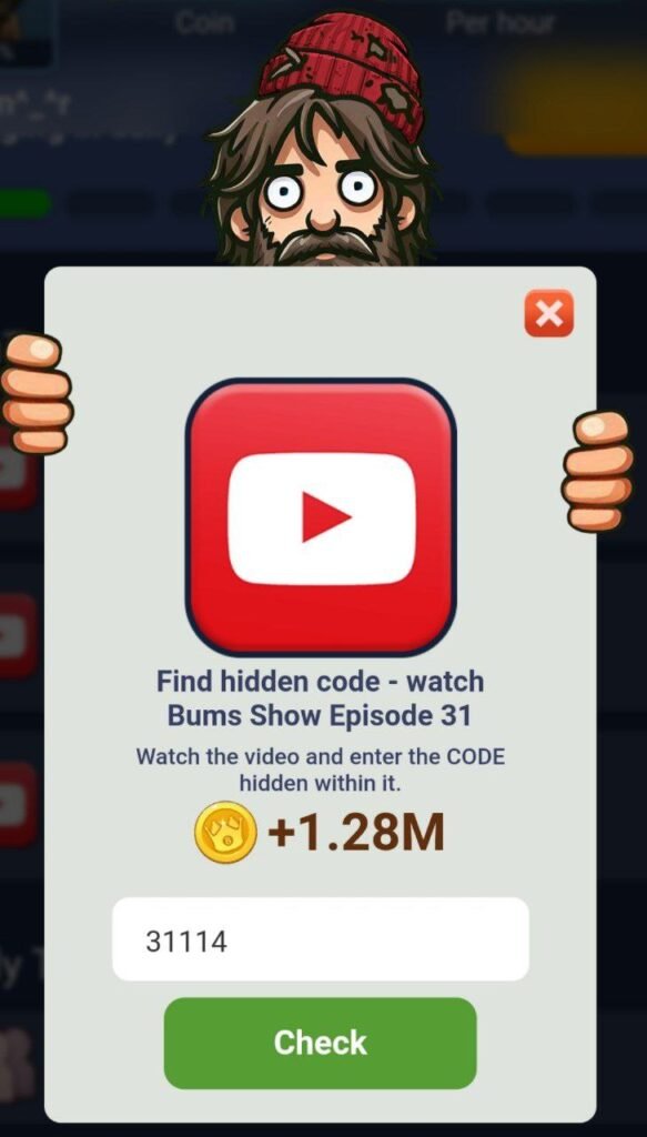 Bums Episode 24 Hidden Code Reward. Source: Bums App
