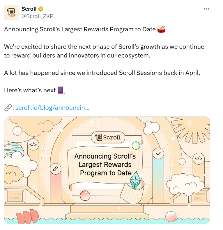 Scroll's Largest Rewards Program Announcement - Source: Scroll_ZKP