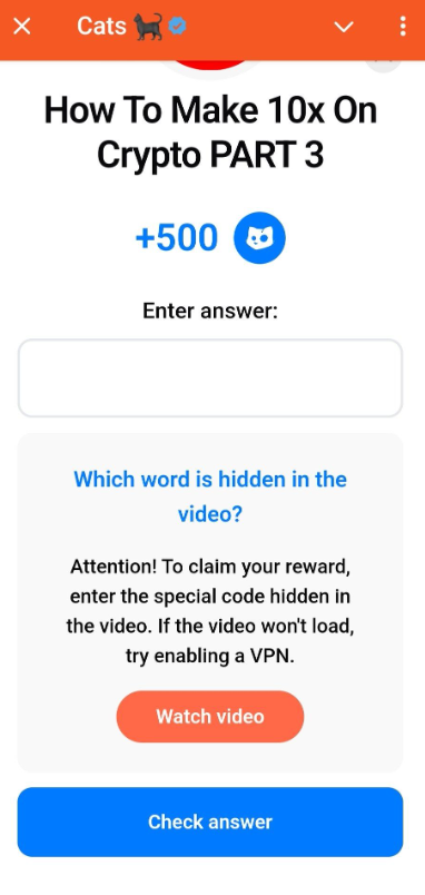 
CATS YouTube Code 6 October: 