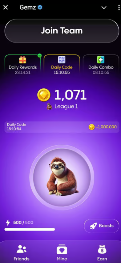 Gemz Daily Code Interface. Source: Gemz App
