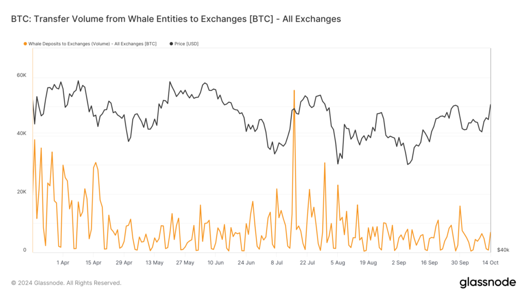 Whale transfer volume to exchange