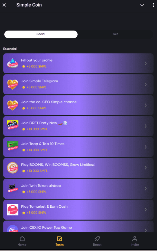 Simple Coin Tasks. Source: Telegram