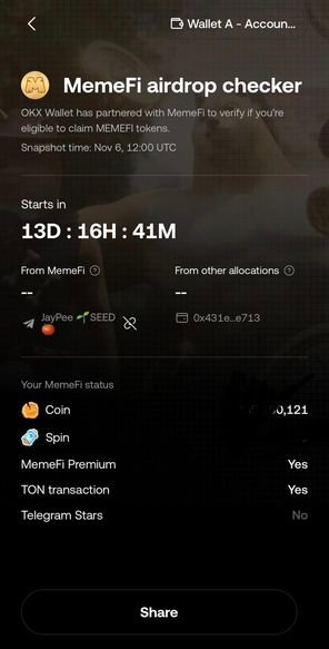 Page showing MemeFi airdrop eligibility