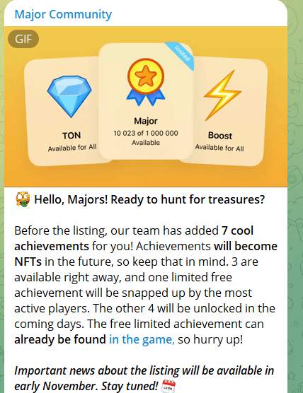 Major Community Achievements Announcement Source Major Telegram