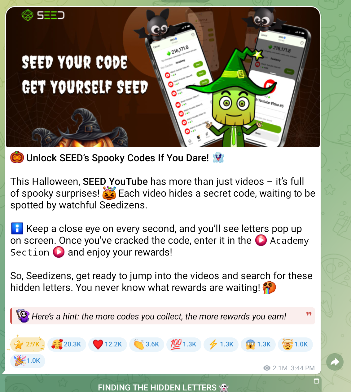SEED Started YouTube Video Secret Code Tasks.