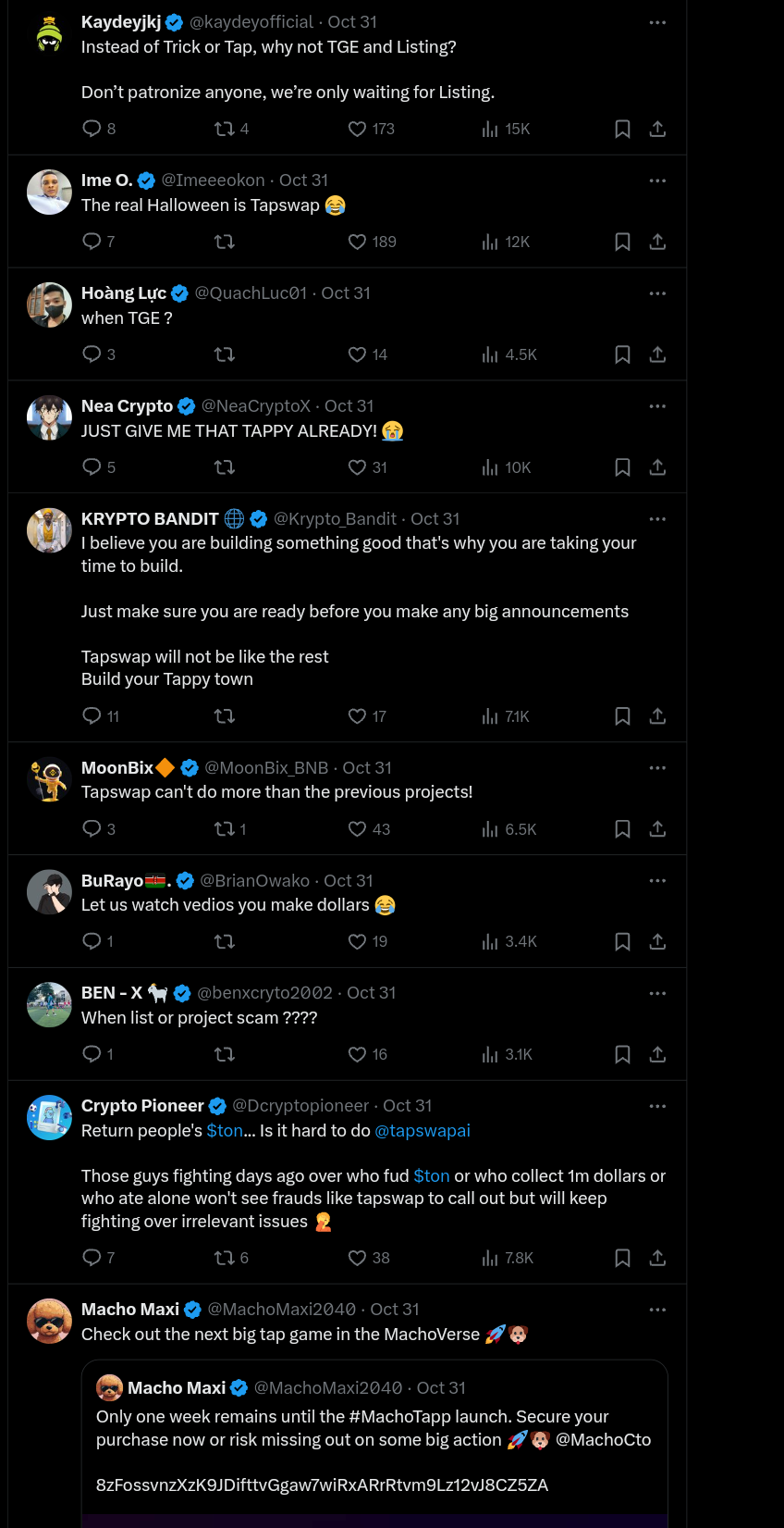 Users reaction over TapSwap airdrop delay