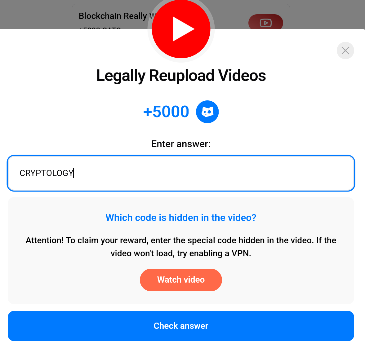 Today’s Cats Video Code.