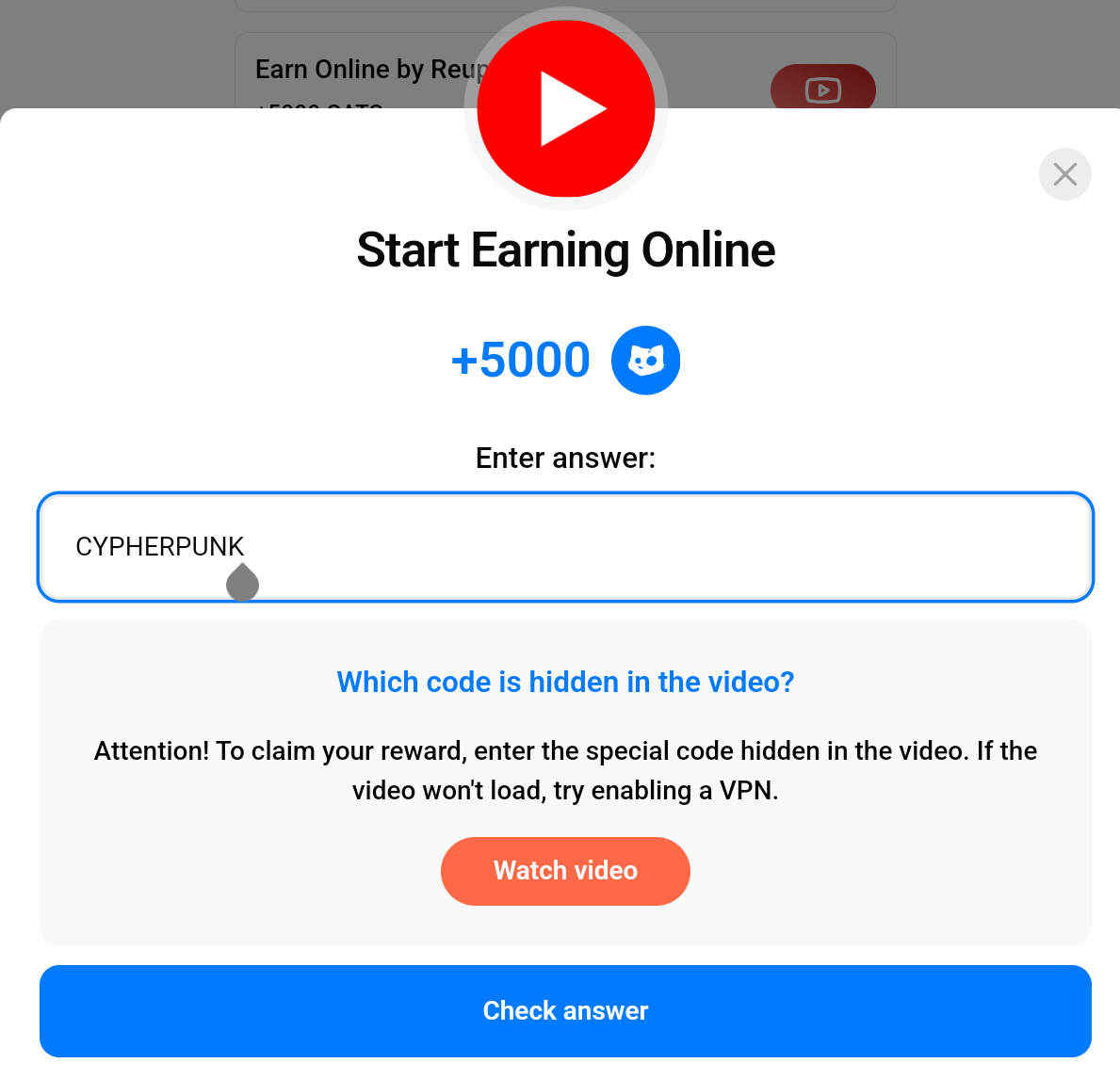 Today’s Cats 3rd YouTube Video Code.