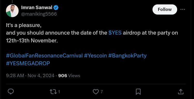 Yescoin users are expecting announcement regarding airdrop and listing date. 