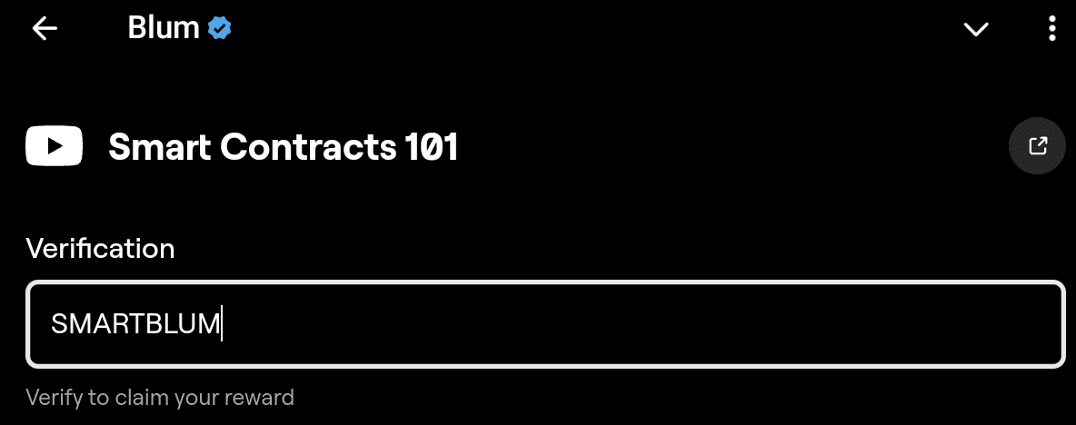 Blum today’s YouTube video Code. Source: Blum mini app on Telegram