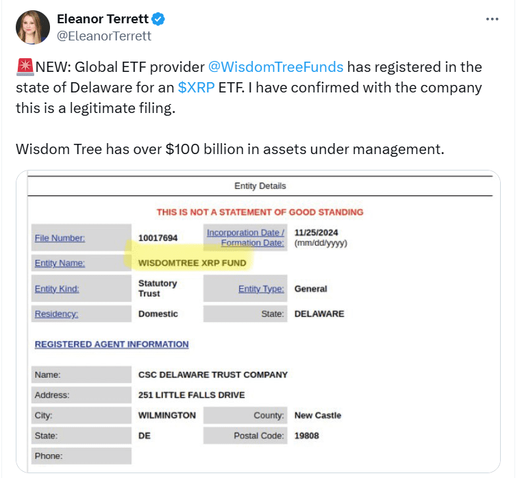 WisdomTree Ripple XRP ETF