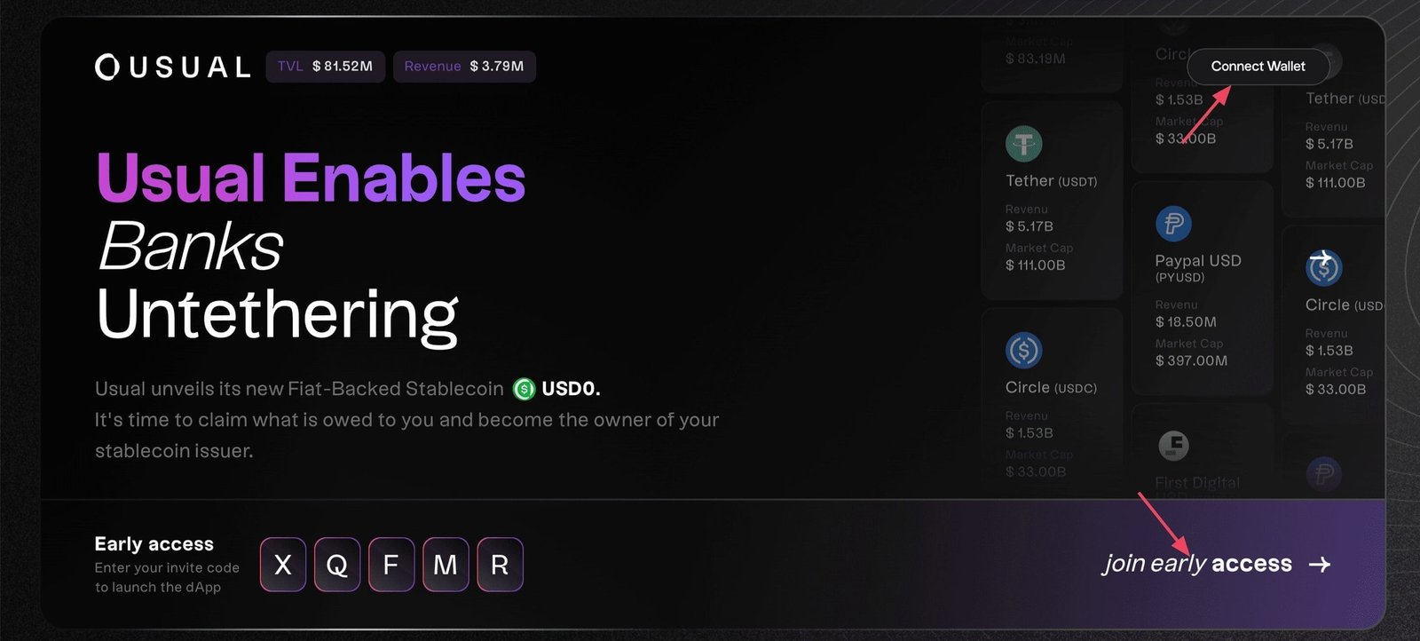 Usual Early Access Wallet Connection — Source: Usual