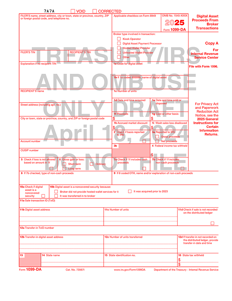 IRS Form 1099-DA
Digital Asset Tax
Crypto Tax Reporting
Broker Transactions
Cost Basis Crypto
IRS Crypto Rules