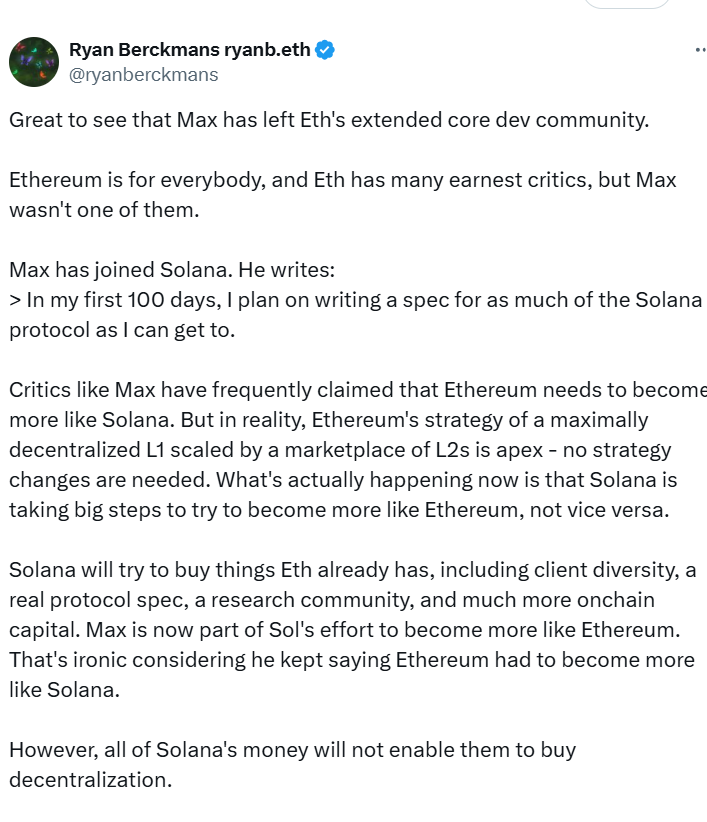 Max Resnick
Ryan Berckmans
Ethereum scaling
Solana protocol
blockchain research
Layer 1 vs Layer 2