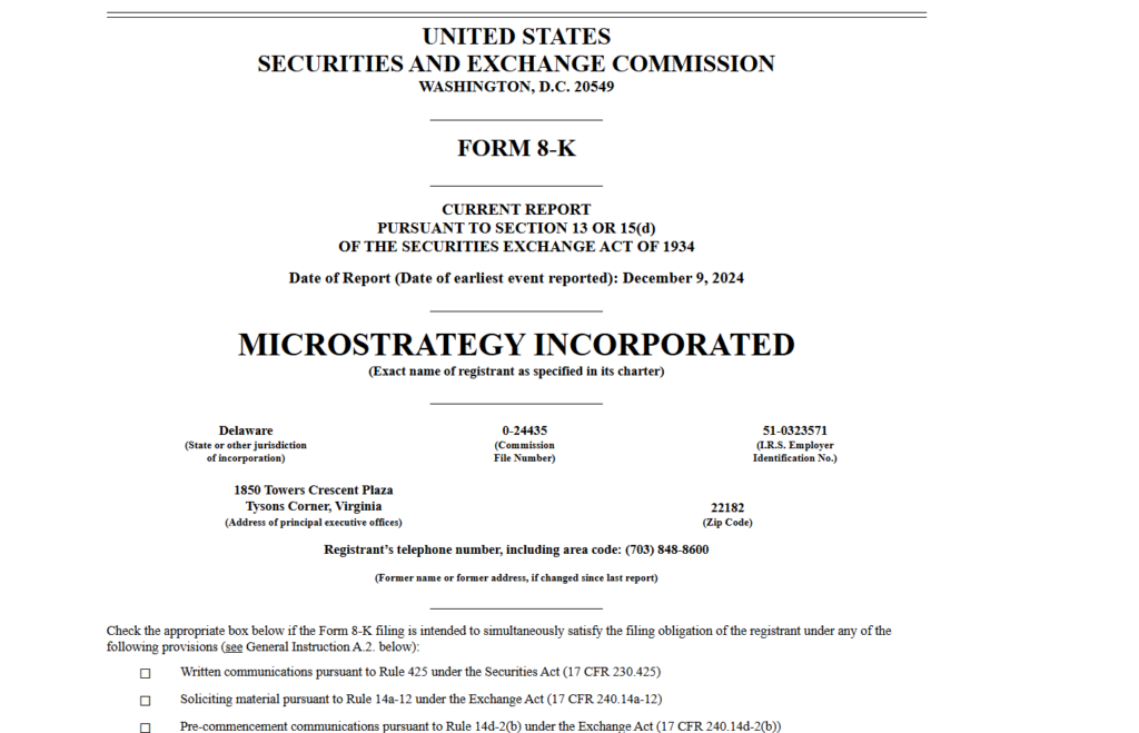 MicroStrategy, SEC filing, Bitcoin purchase, $2.1 billion, Michael Saylor, regulatory filing