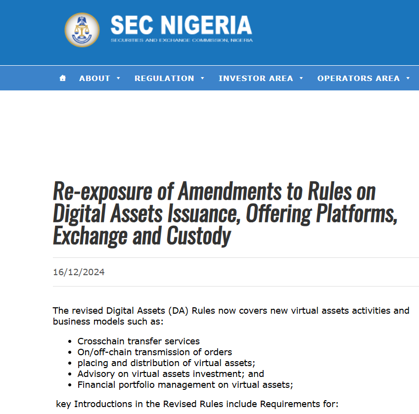 Nigerian SEC Crypto Rules Introduce Strict Marketing Regulations logo