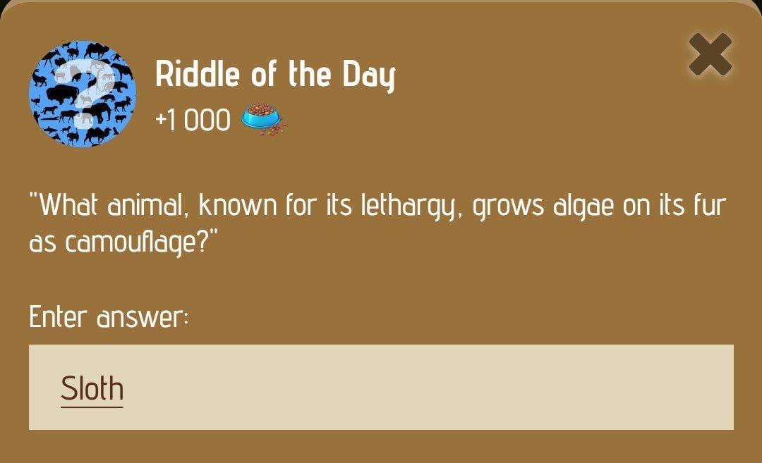 ZOO Riddle of the Day. Source: Telegram