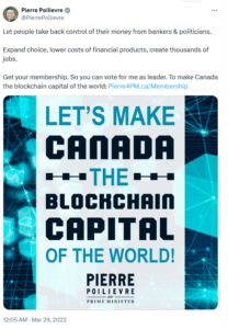 Pierre PoilievreBlockchain capital Canada blockchain Financial freedom Cryptocurrency policy Blockchain job
