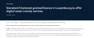 Standard Chartered, Luxembourg, crypto license, digital assets, MiCA regulation, EU market