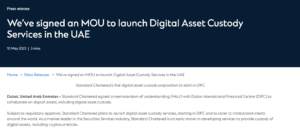 Standard Chartered, UAE, digital assets, crypto custody, DIFC, institutional clients