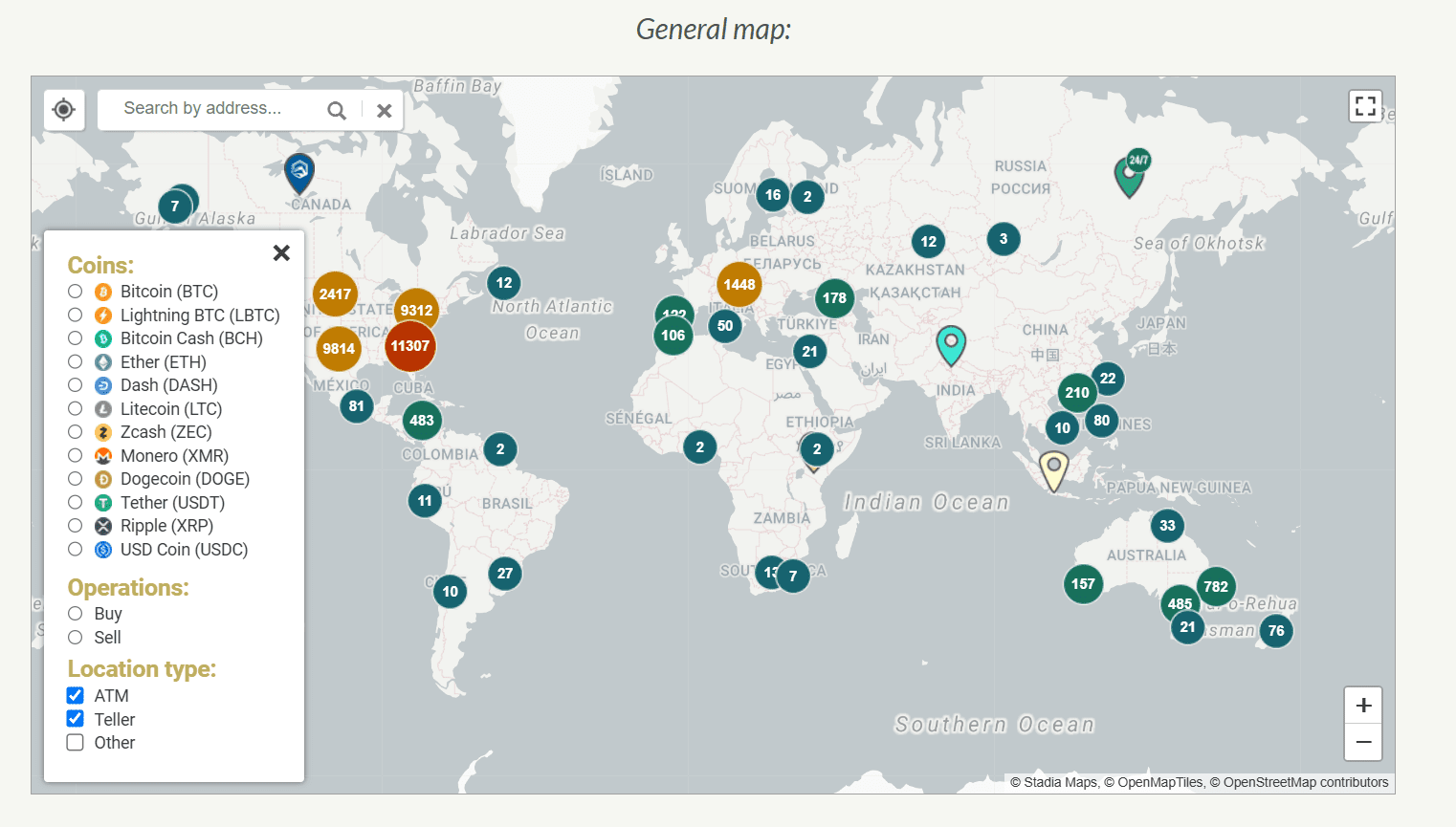Global Crypto ATM Distribution Map - Source: CoinATMRadar