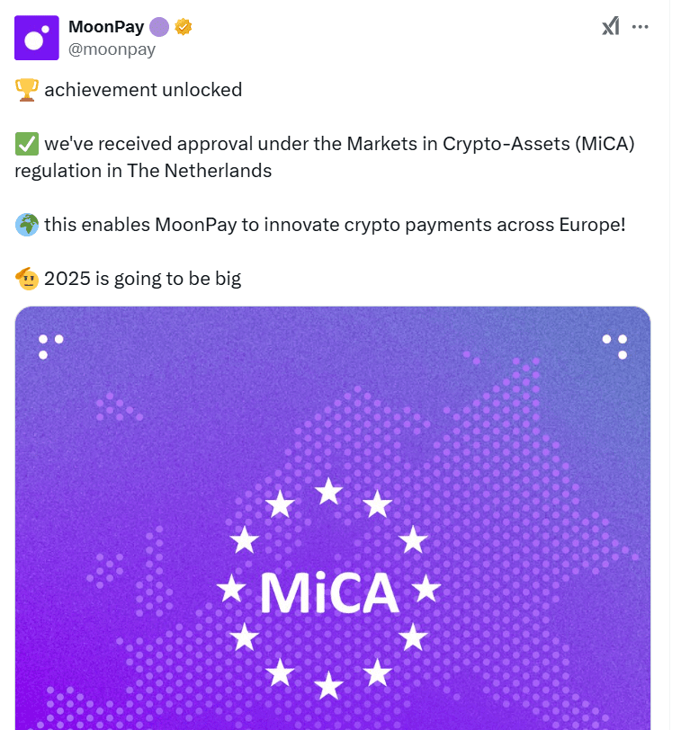 MoonPay MiCA Approval. Source: MoonPay