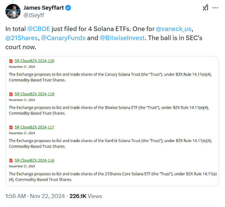 Solana ETF Filings. Source: James Seyffart