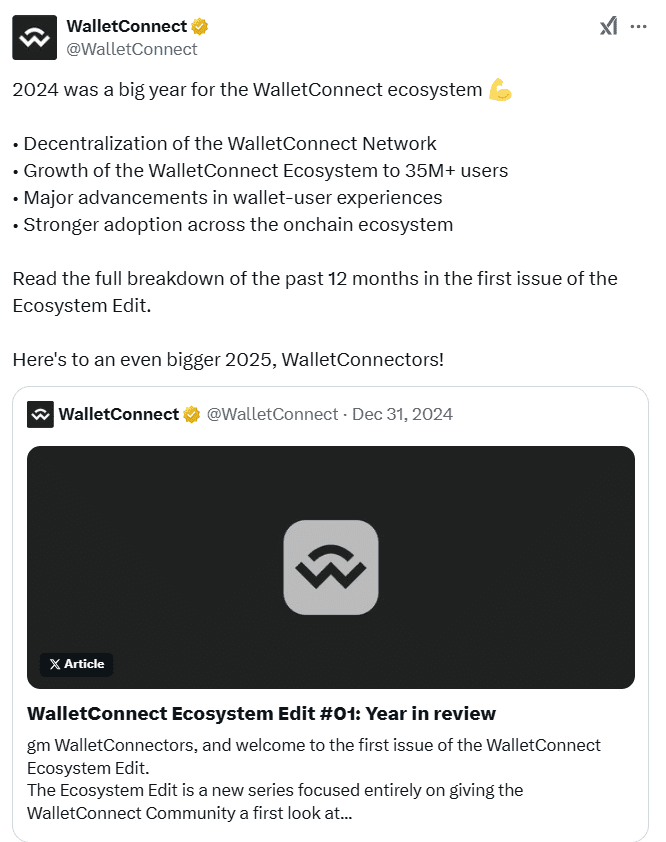 WalletConnect 2024 Milestones. Source: WalletConnect