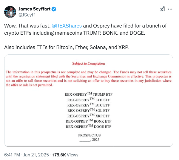 REX-Osprey Meme Coin ETFs. Source: James Seyffart