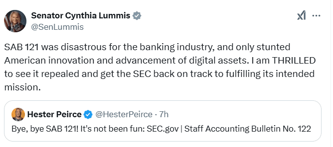 Cynthia Lummis on SAB 121 Repeal. Source: Senator Cynthia Lummis