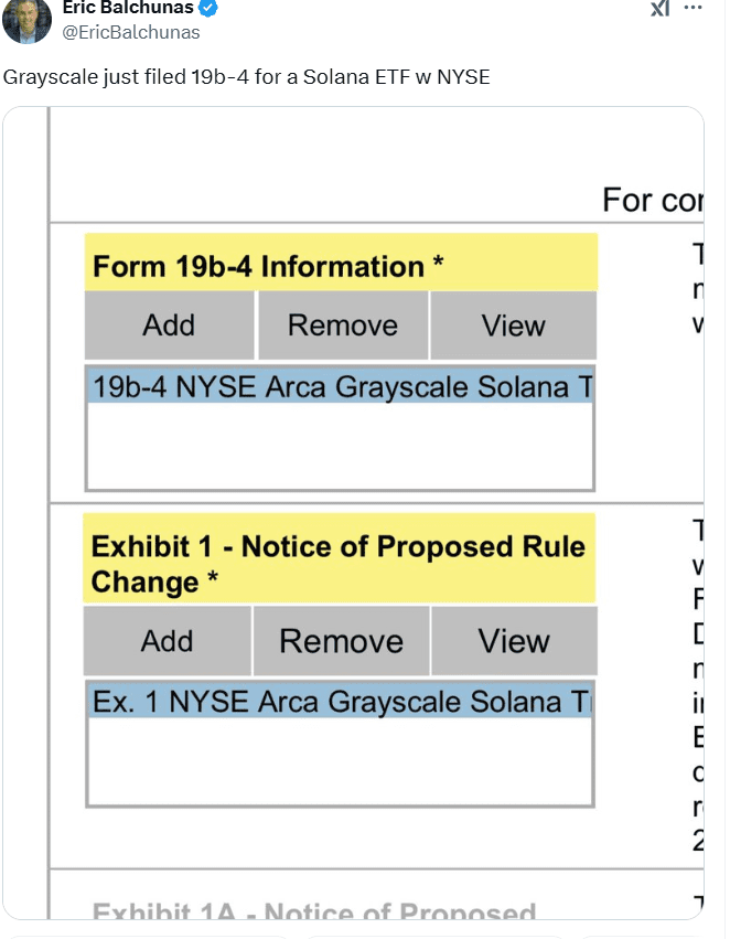 Grayscale Solana ETF Filing. Source: Eric Balchunas
