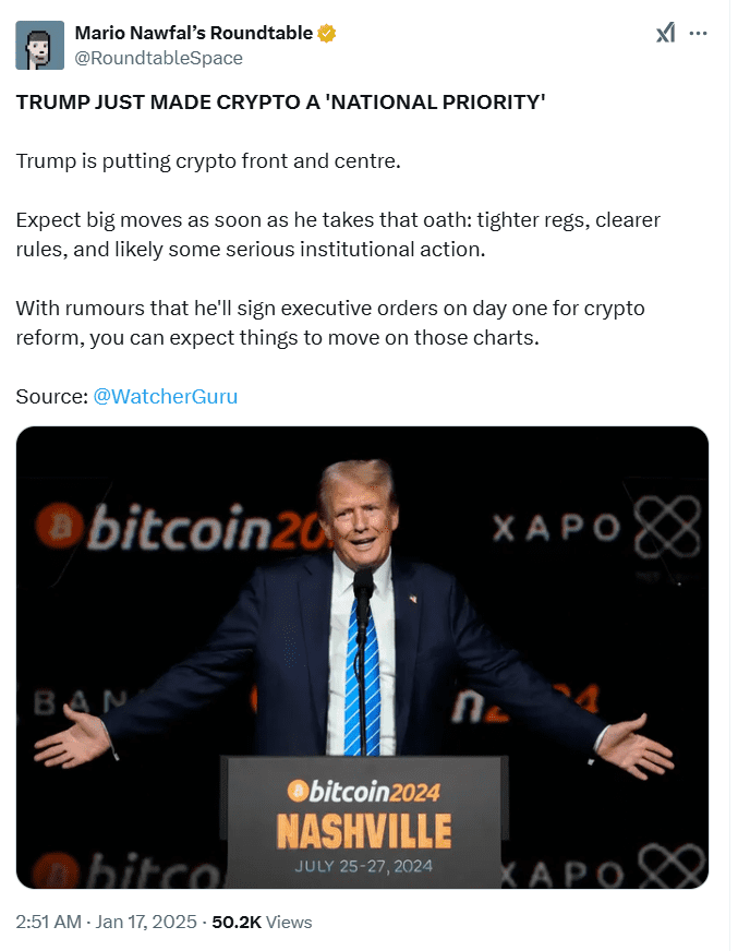 Trump Declares Crypto a National Priority. Source: