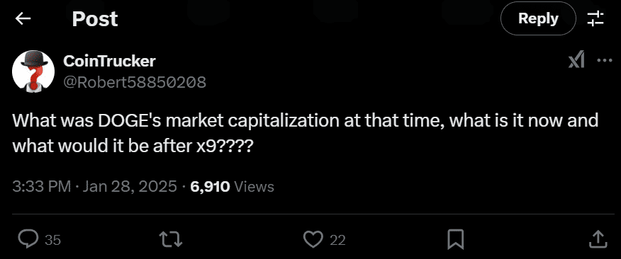 DOGE to 9x overnight? Critics question market cap logic | Source: X