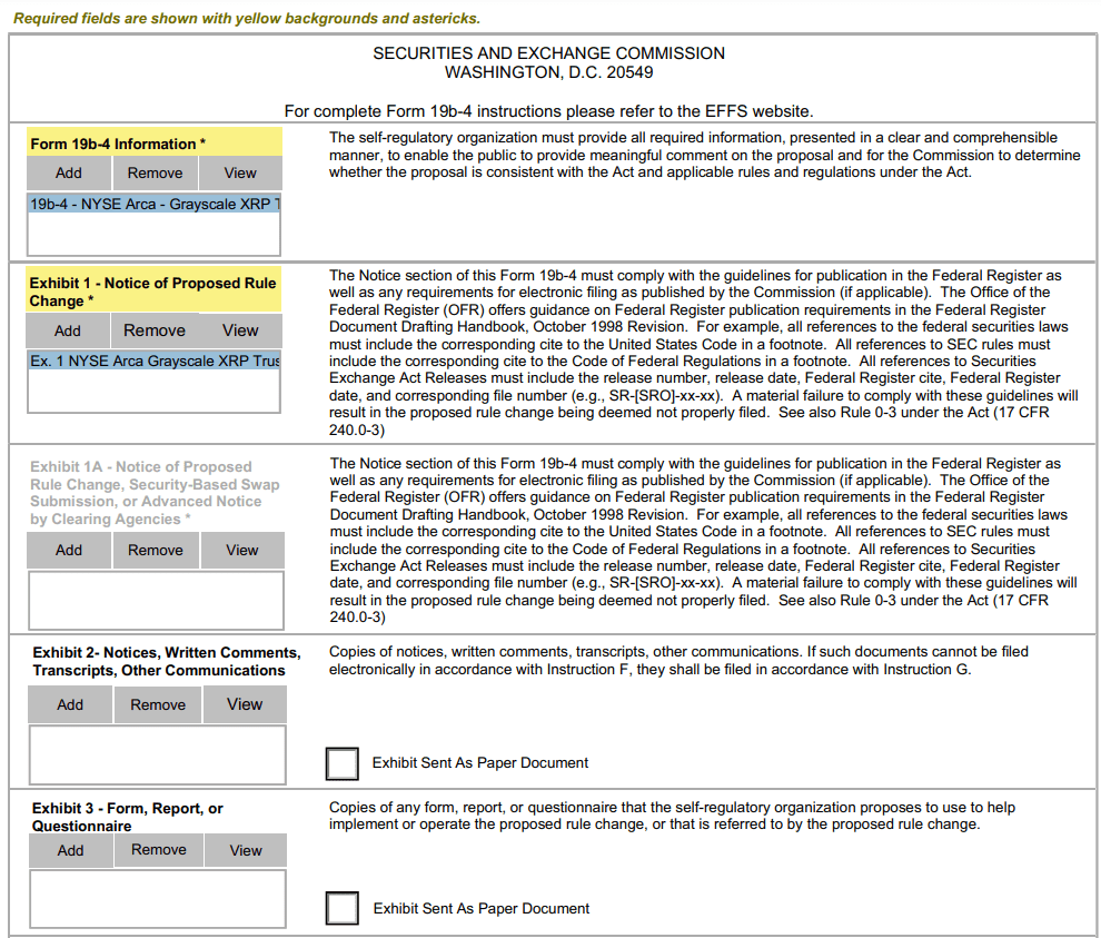 Grayscale XRP ETF Filing. Source: SEC