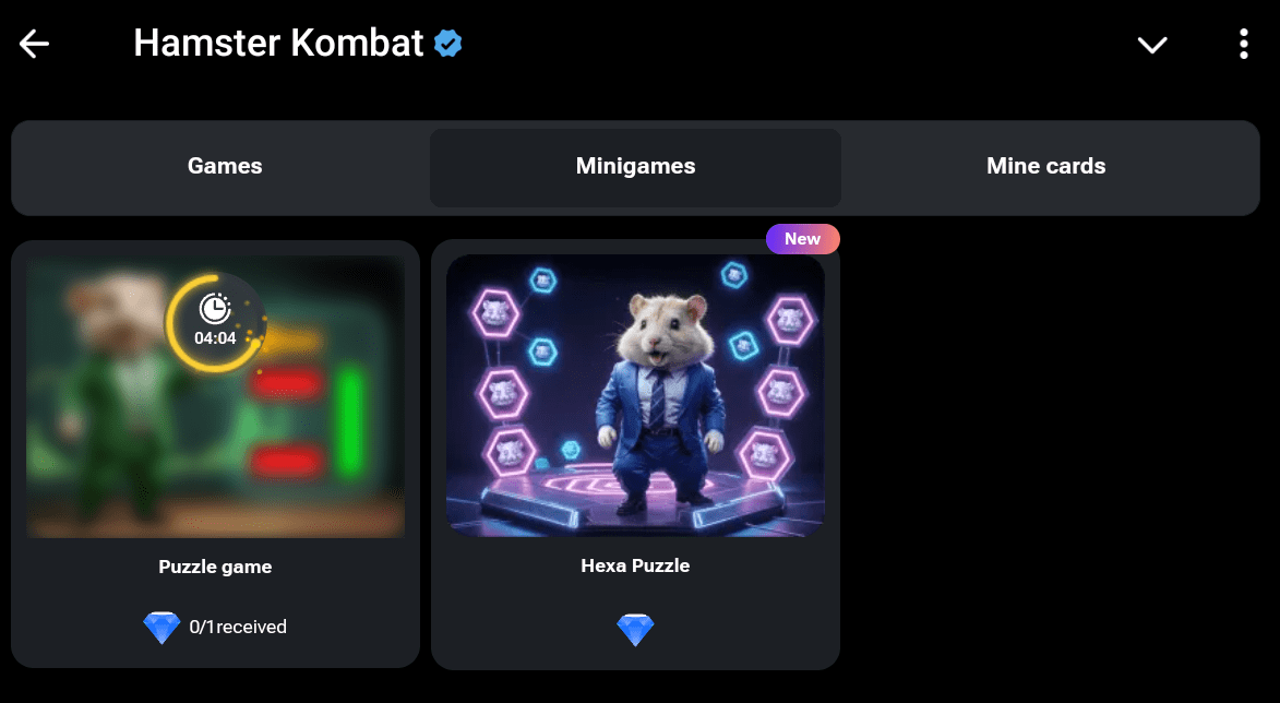 Hamster Kombat mini-game puzzle in the playground section. Source: Hamster Kombat
