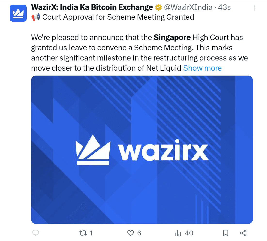 WazirX gets Singapore court approval to repay victims of $235M hack