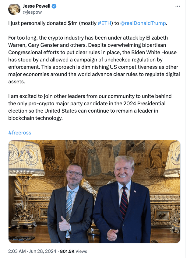 Jesse Powell and Donald Trump. Source: X 